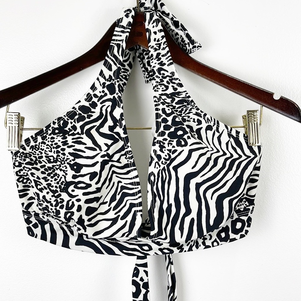 Catalina mixed animal print halter bikini top